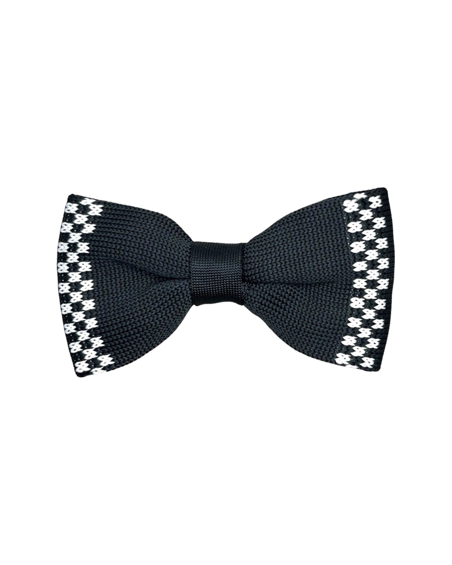 Black & White Checkered Knit Bow Tie