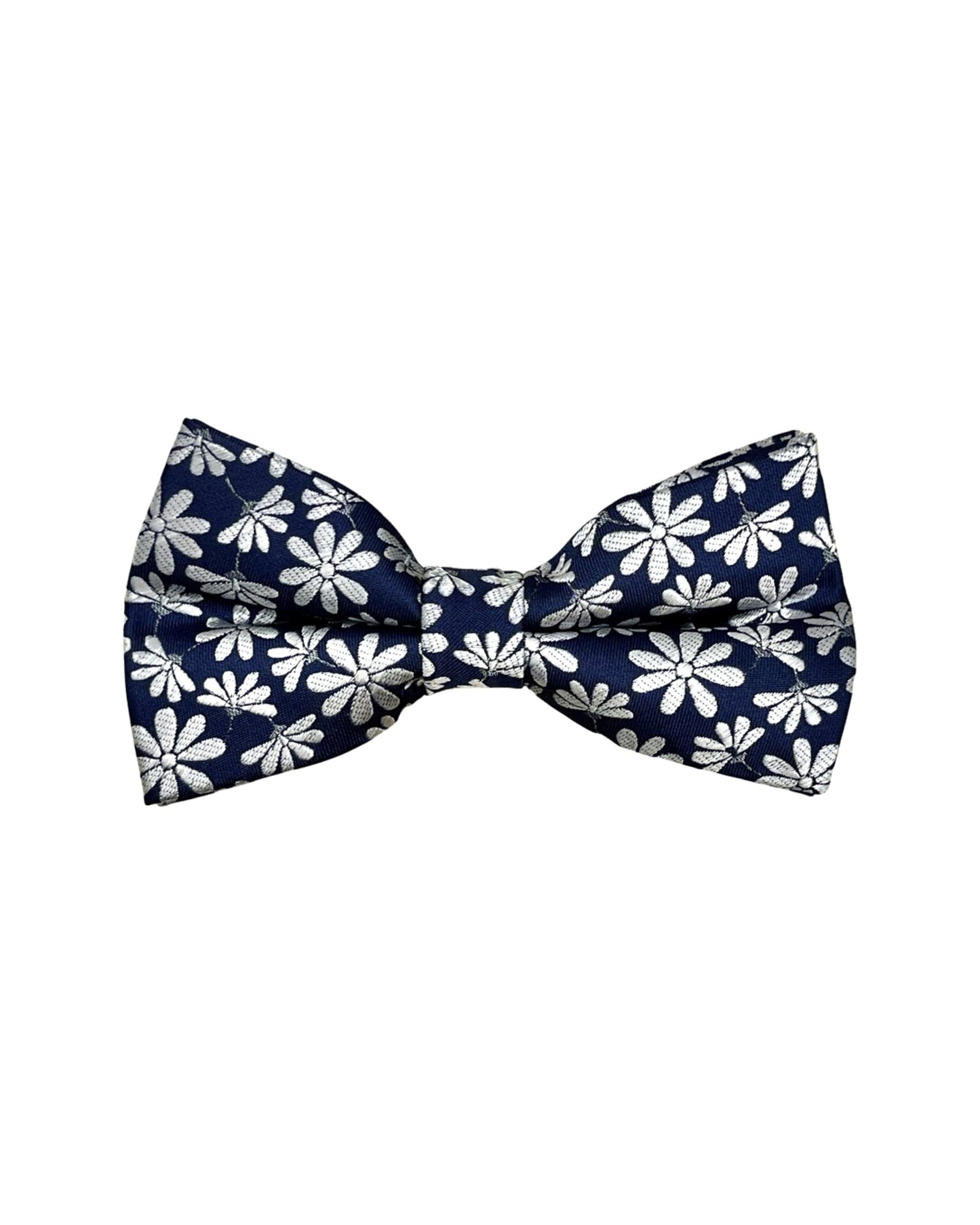 Navy Blue, All White Daisies Bow Tie