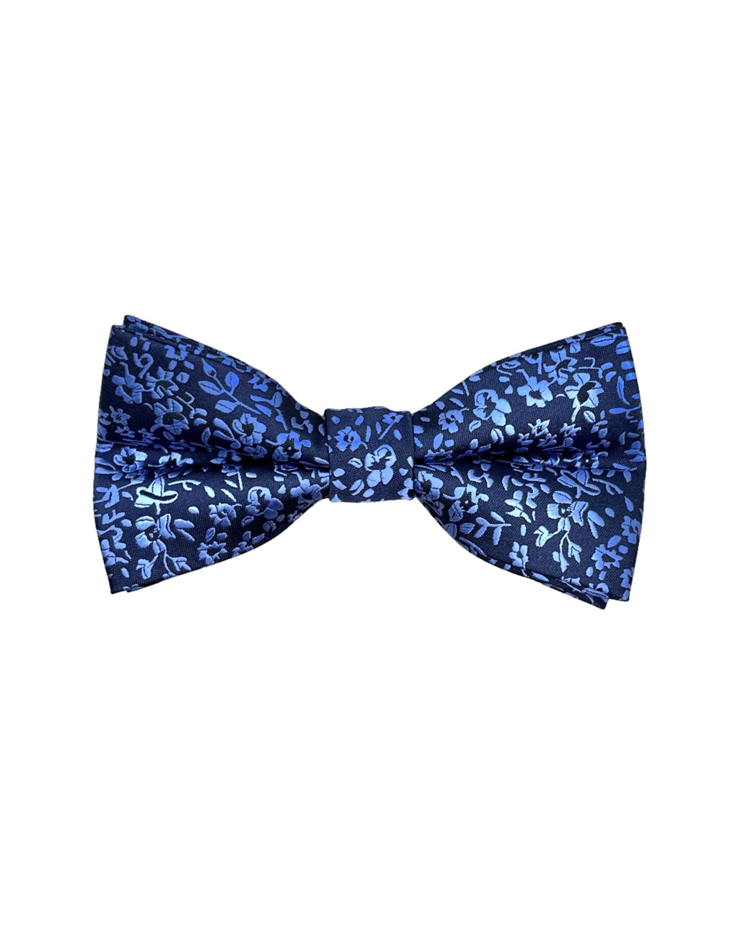 Navy Blue, Light Blue Floral Bow Tie