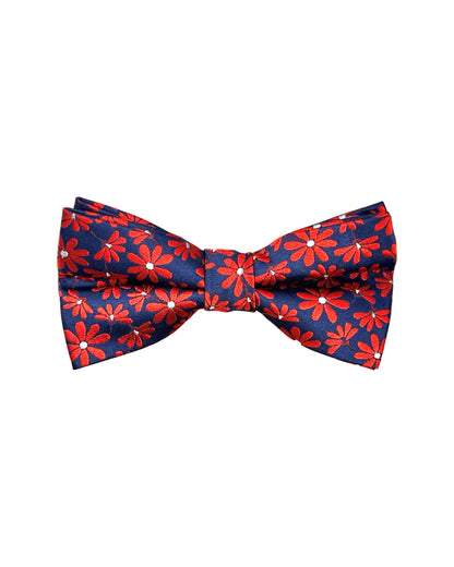 Navy Blue, All White Daisies Bow Tie