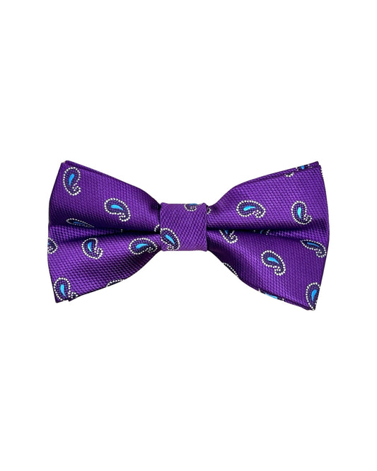 Purple, Light Blue & White Paisley Bow Tie