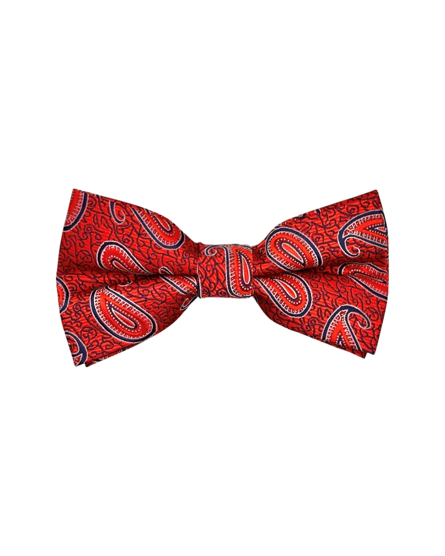 Red, Navy Blue & White Paisley Bow Tie